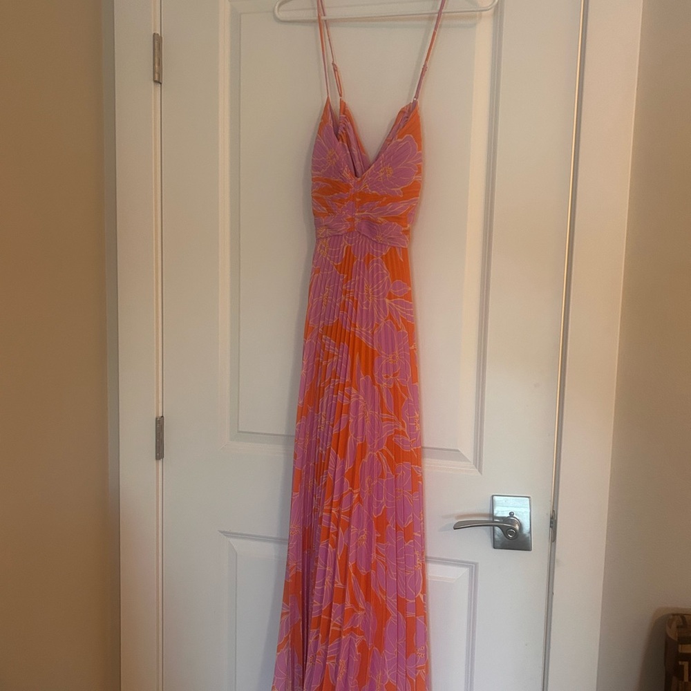 Astr Pink and Orange Maxi Dress with Spaghetti Straps for Prom
